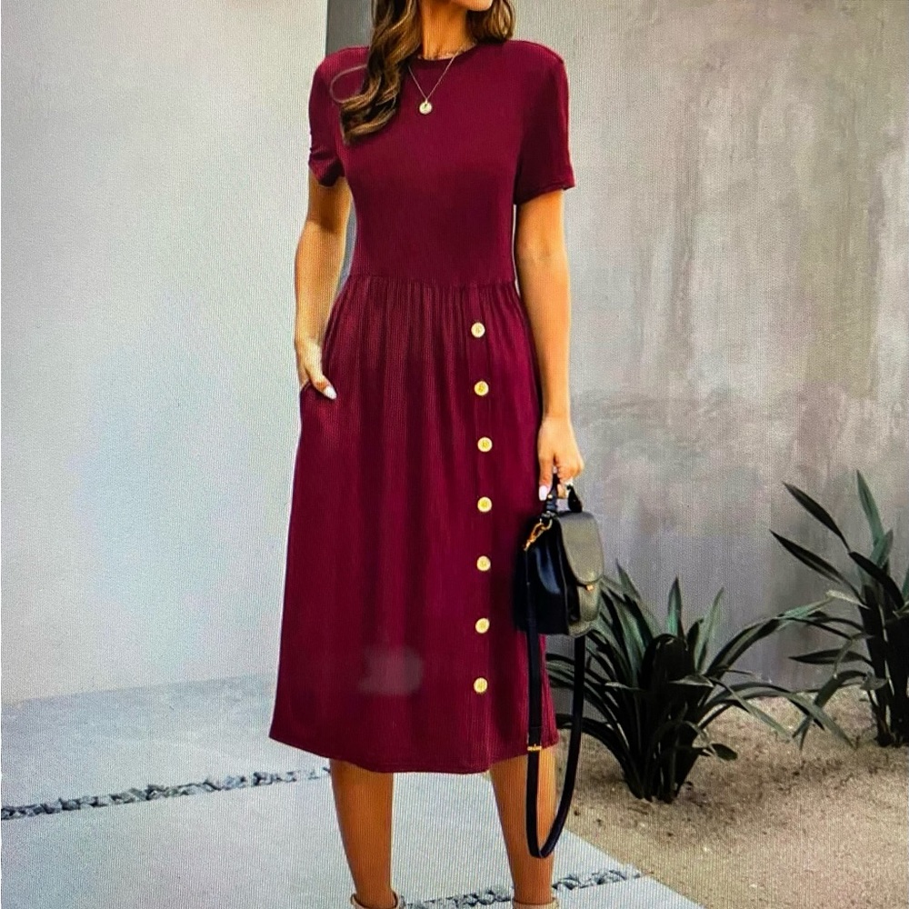 Slant pocket, A-line dress.